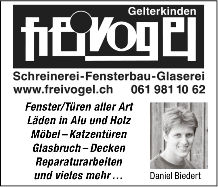 Freivogel, Gelterkinden - Schreinerei-Fensterbau-Glaserei
