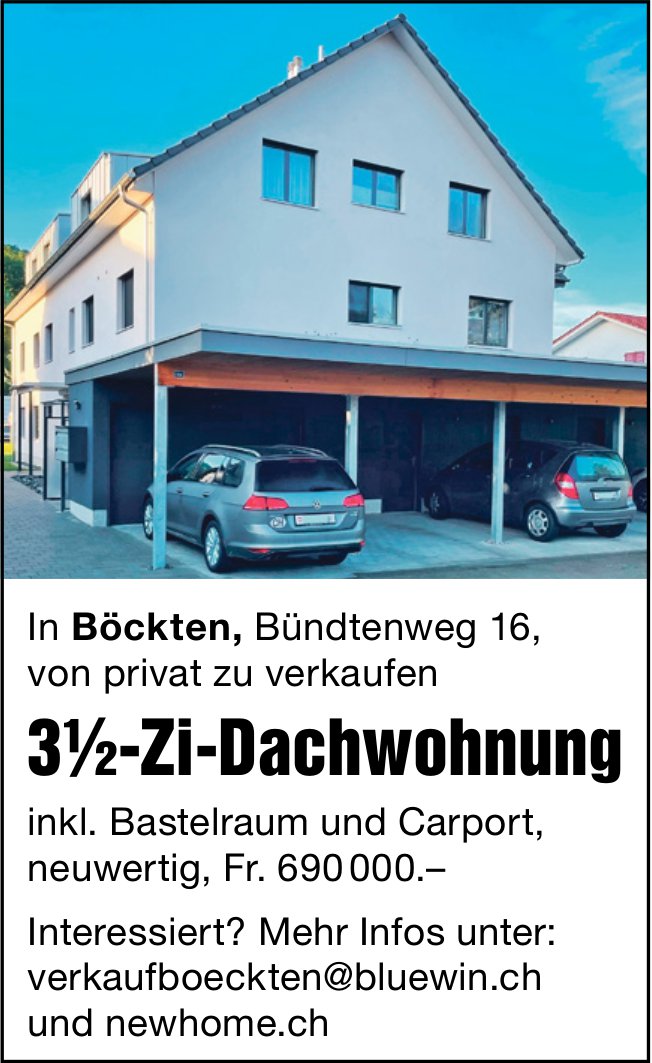 3.5-Zi-Dachwohnung, Böckten, zu verkaufen