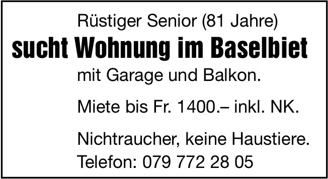 Wohnung, Baselbiet, zu mieten gesucht