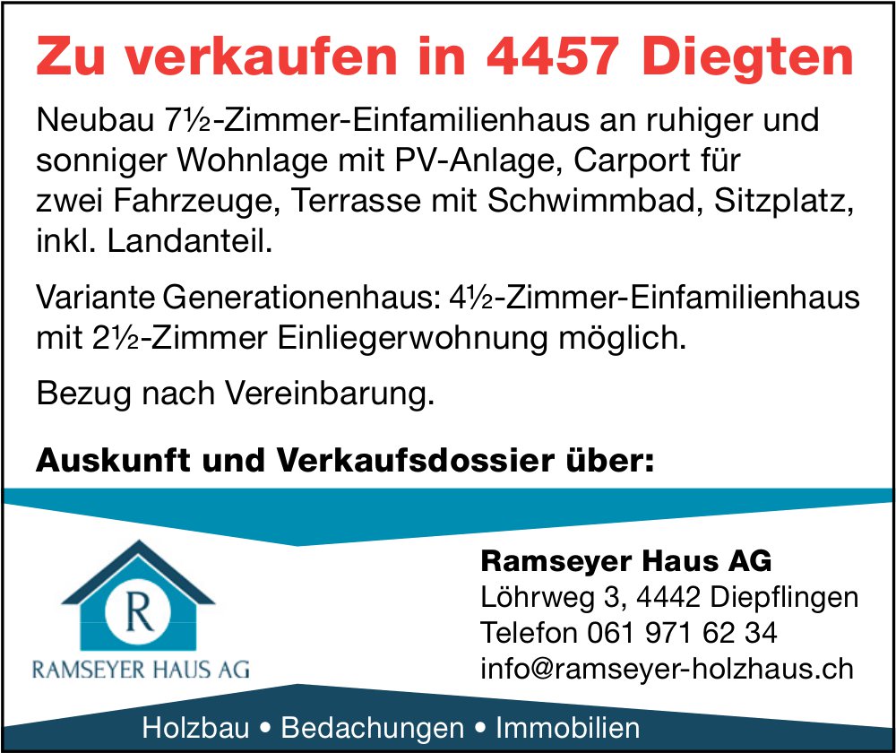 7.5-Zimmer-Einfamilienhaus, Diegten, zu verkaufen