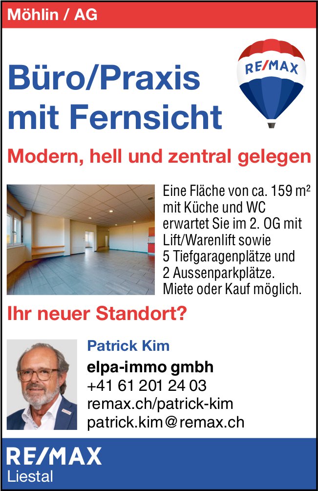 Büro/Praxis mit Fernsicht, Möhlin, zu vermieten