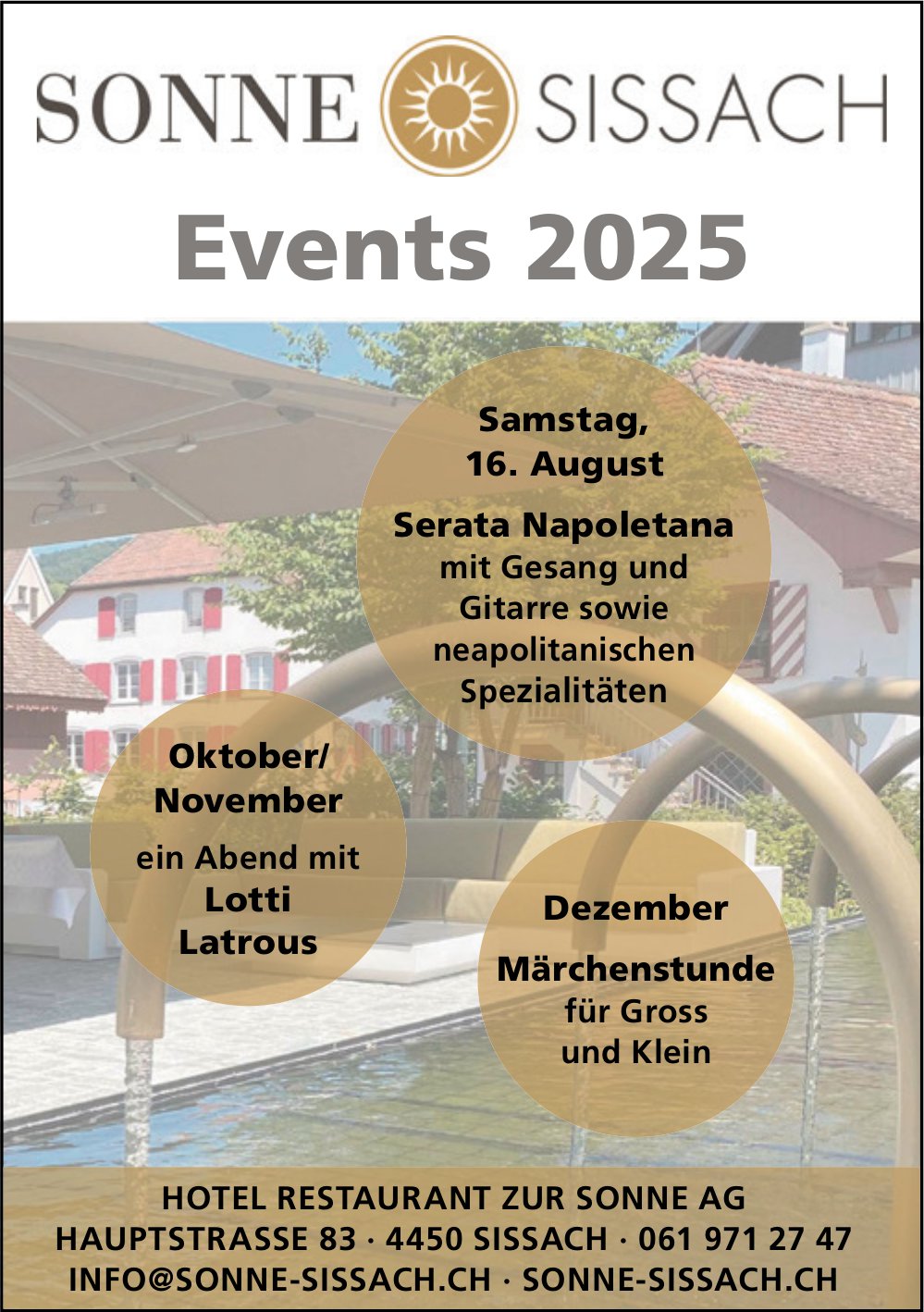 Hotel Restaurant zur Sonne, Sissach - Events Programm