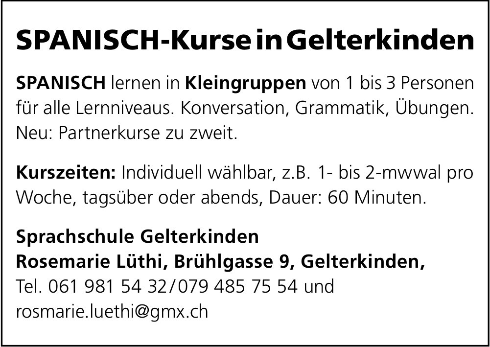 Sprachschule Gelterkinden, Spanisch-Kurse