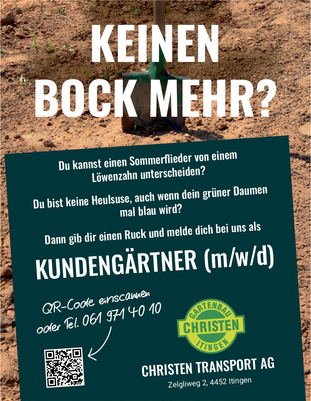 Kundengärtner (m/w/d), Christen Transport AG, Itingen, gesucht