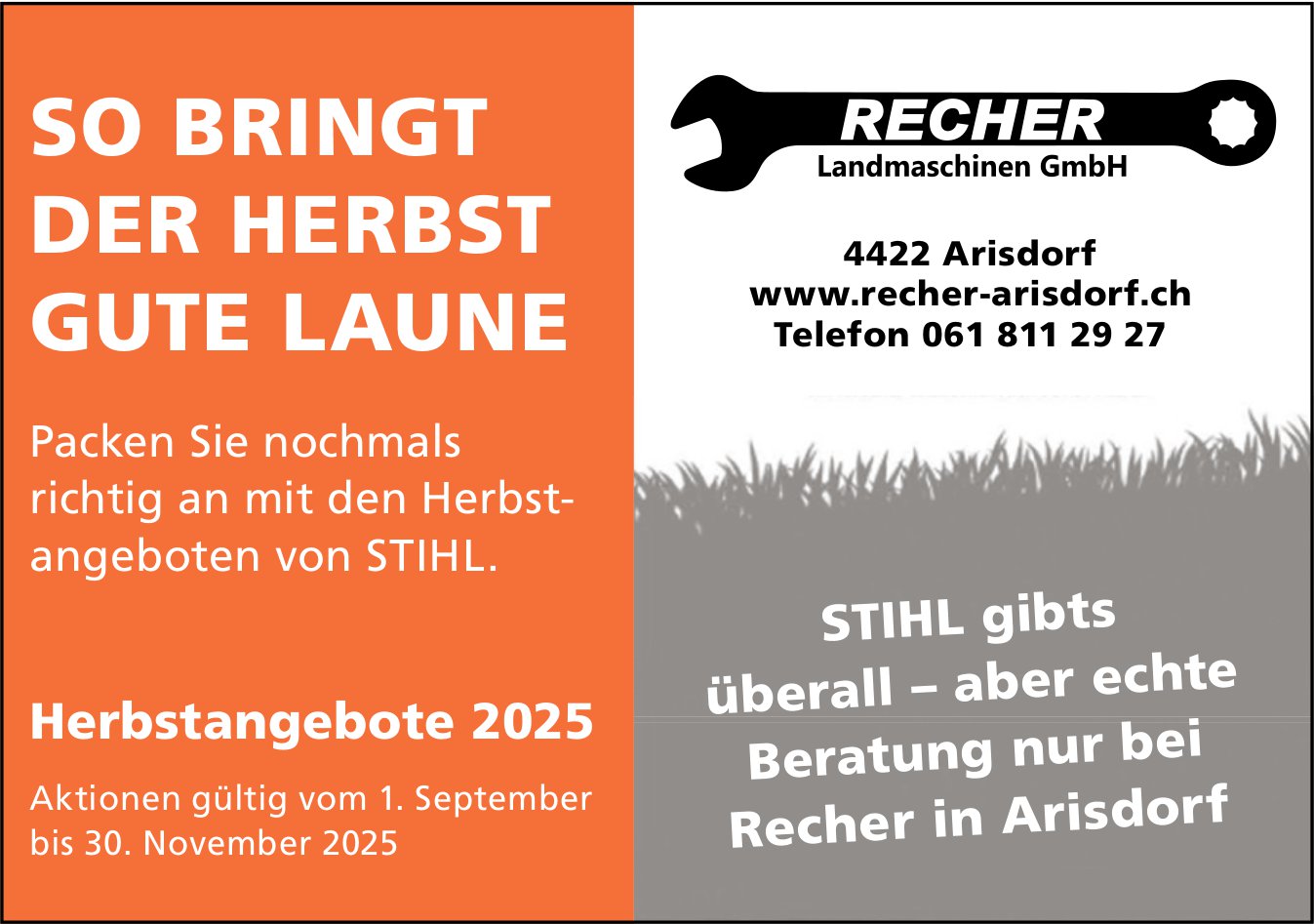 Recher Landmaschinen GmbH, Arisdorf - So bringt der Herbst gute Laune
