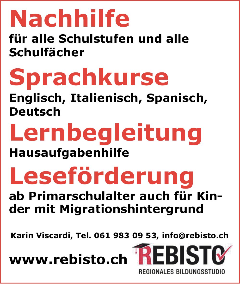Rebisto, Nachhilfe, Sprachkurse,  Lernbegleitung,  Leseförderung