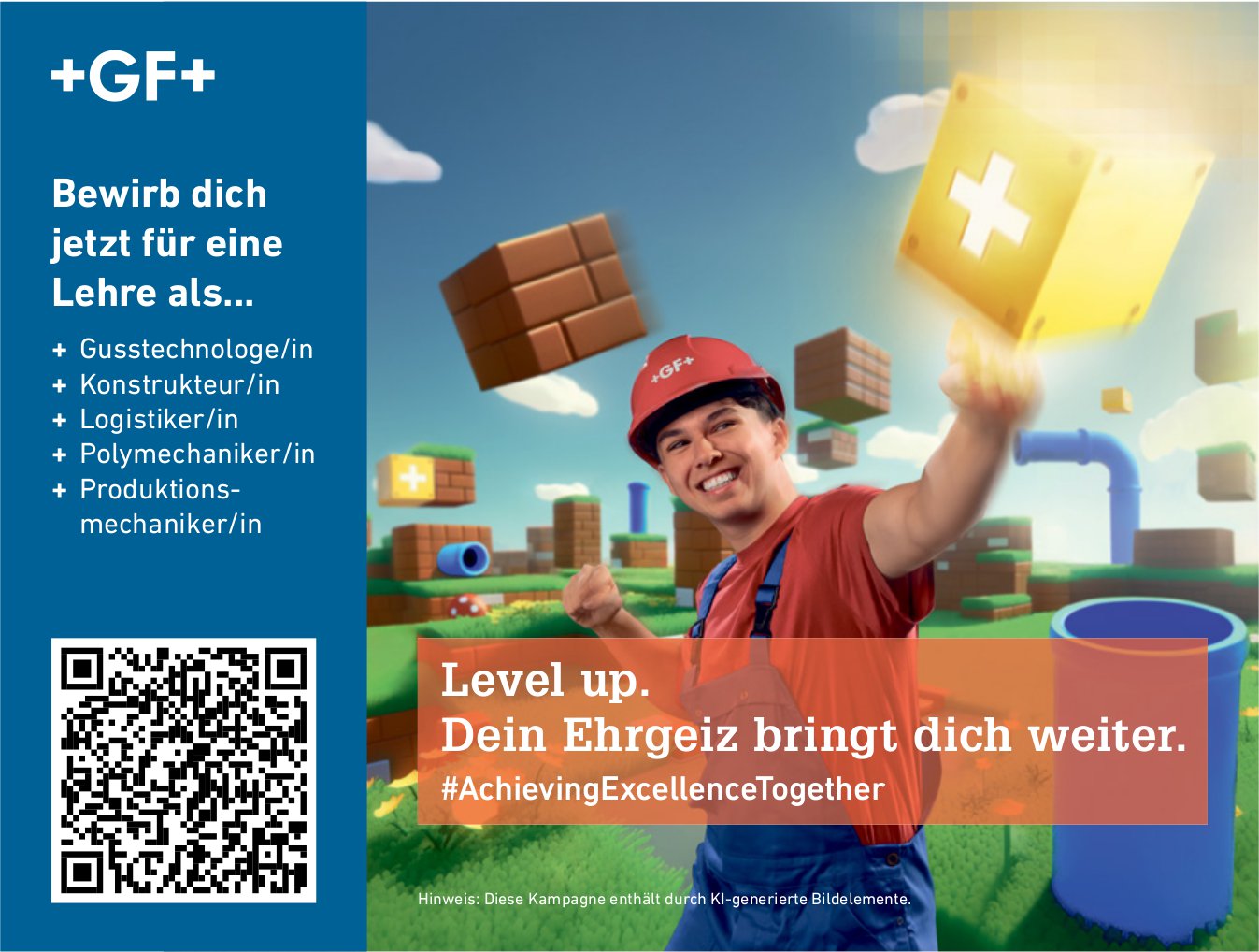 Lehrstellen als Gusstechnologe/in, Konstrukteur/in,  Logistiker/in,  Polymechaniker/in und Produktionsmechaniker/in, +GF+, zu vergeben