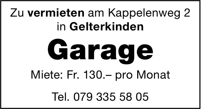 Garage, Gelterkinden, zu vermieten