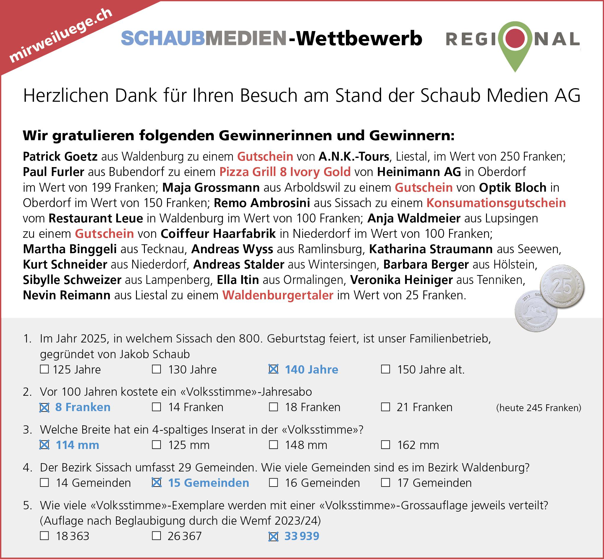 Schaub Medien, Niederdorf - Besuchen Sie uns an der Regional
