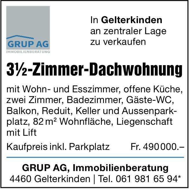 3.5-Zimmer-Dachwohnung, Gelterkinden, zu verkaufen