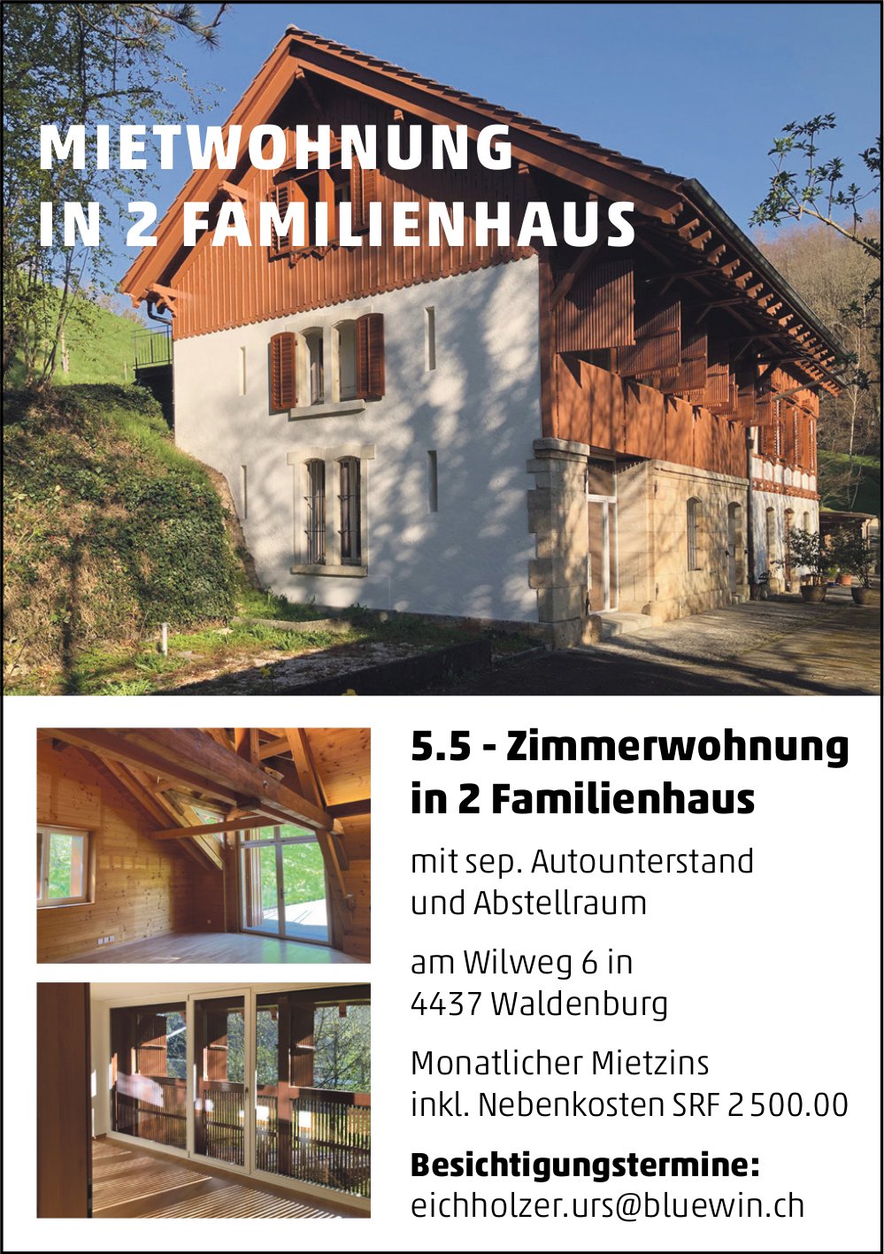 5.5-Zimmerwohnung, Waldenburg, zu vermieten