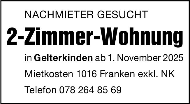 2-Zimmer-Wohnung, Gelterkinden, zu vermieten