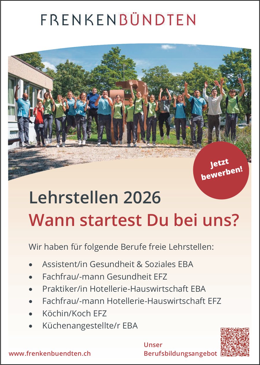 Lehrstellen 2026, Frenkenbünden, Gesucht