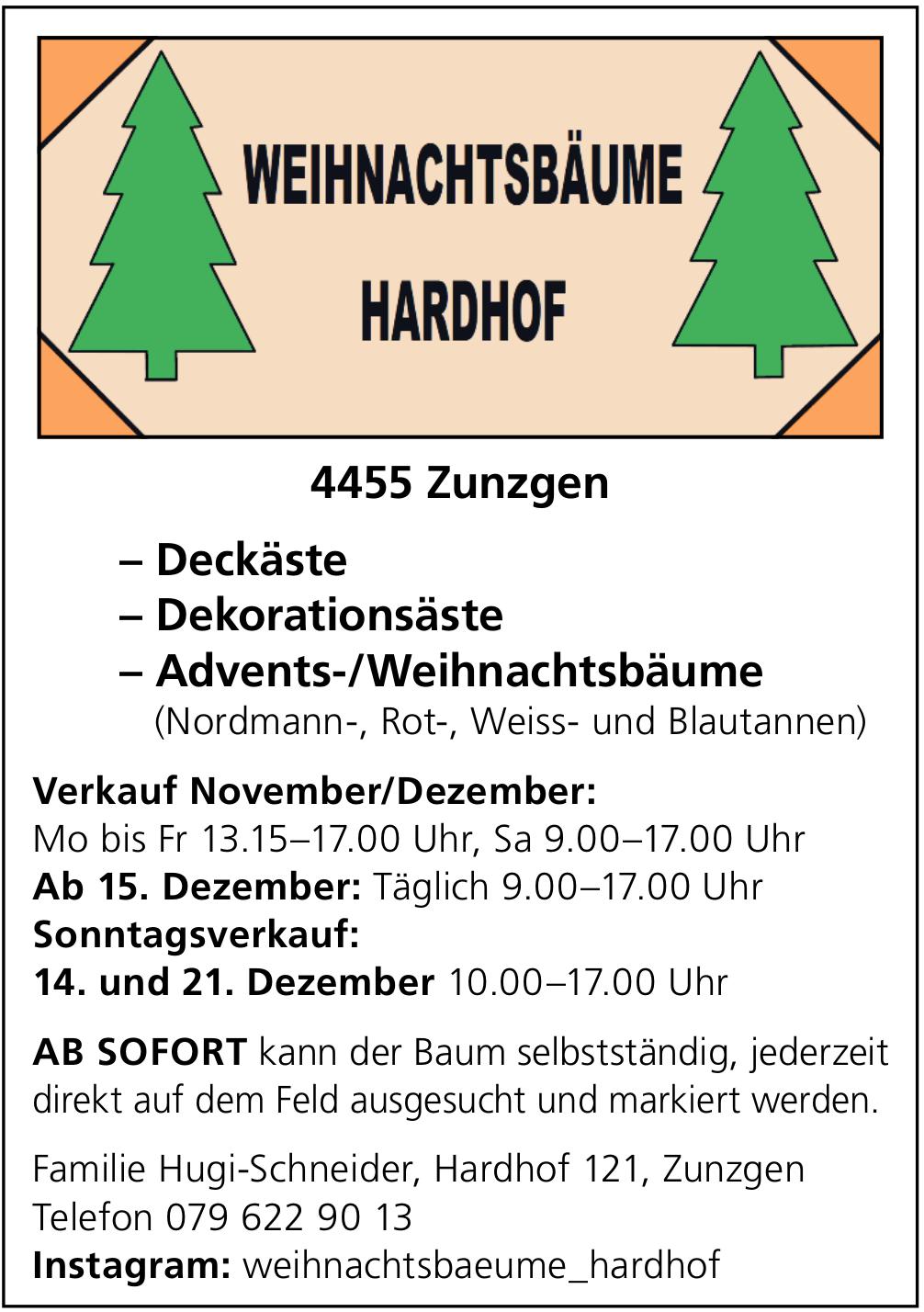 Advents-/Weihnachtsbäume, 14. - 20. Dezember, Familie Hugi-Schneider, Zunzgen