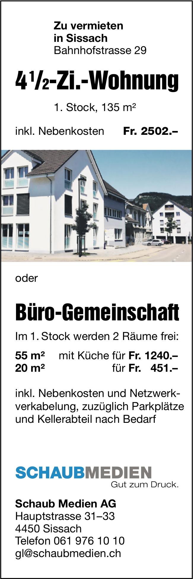 Zu vermieten in Sissach, 4½-Zimmer-Wohnung, zu vermieten