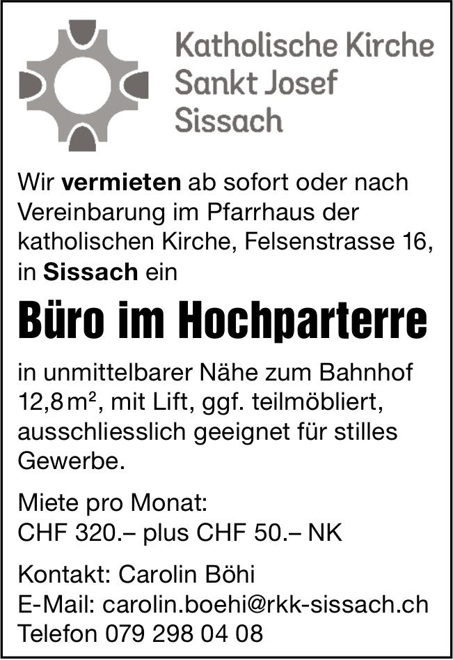 Ein Büro im Hochparterre in unmittelbarer Nähe zum Bahnhof, Sissach, zu vermieten