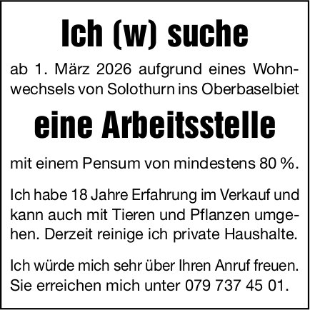 Ich (w) suche eine Arbeitsstelle, Sucht