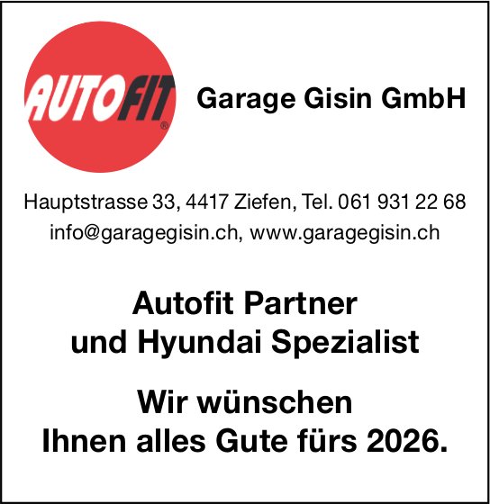 Garage Gisin GmbH, Ziefen - Autofit Partner und Hyundai Spezialist