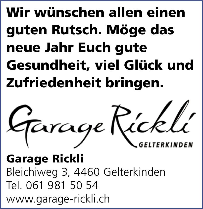 Garage Rickli, Gelterkinden - Wir wünschen allen einen guten Rutsch.