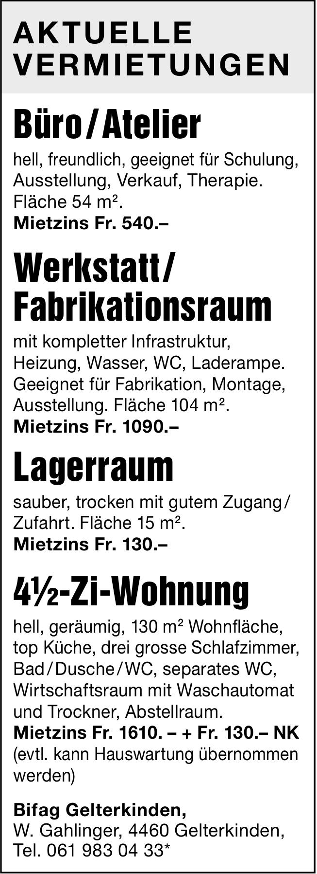 Büro/Atelier, zu vermieten