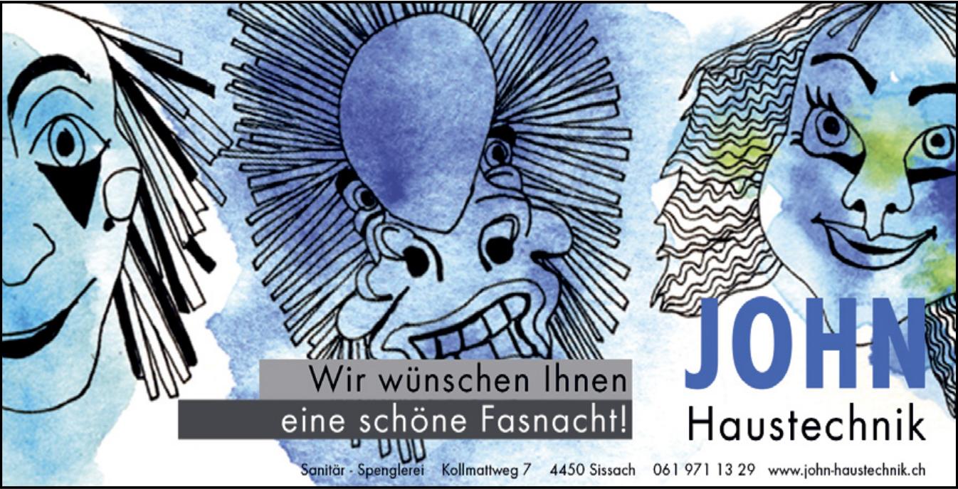 JOHN Haustechnik, Sissach - Wir wünschen Ihnen eine schöne Fasnacht!