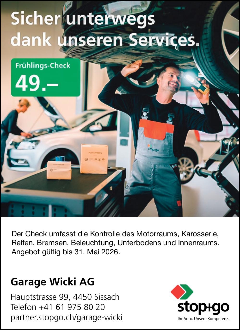 Garage Wicki AG, Sissach - Sicher unterwegs dank unseren Services.