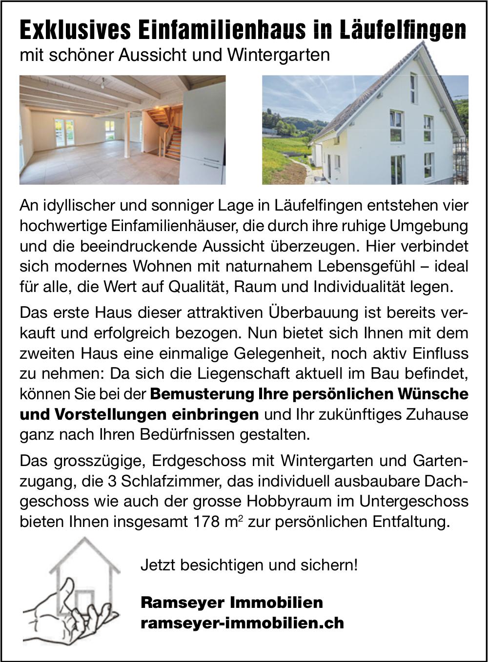 Exklusives Einfamilienhaus in Läufelfingen, zu verkaufen