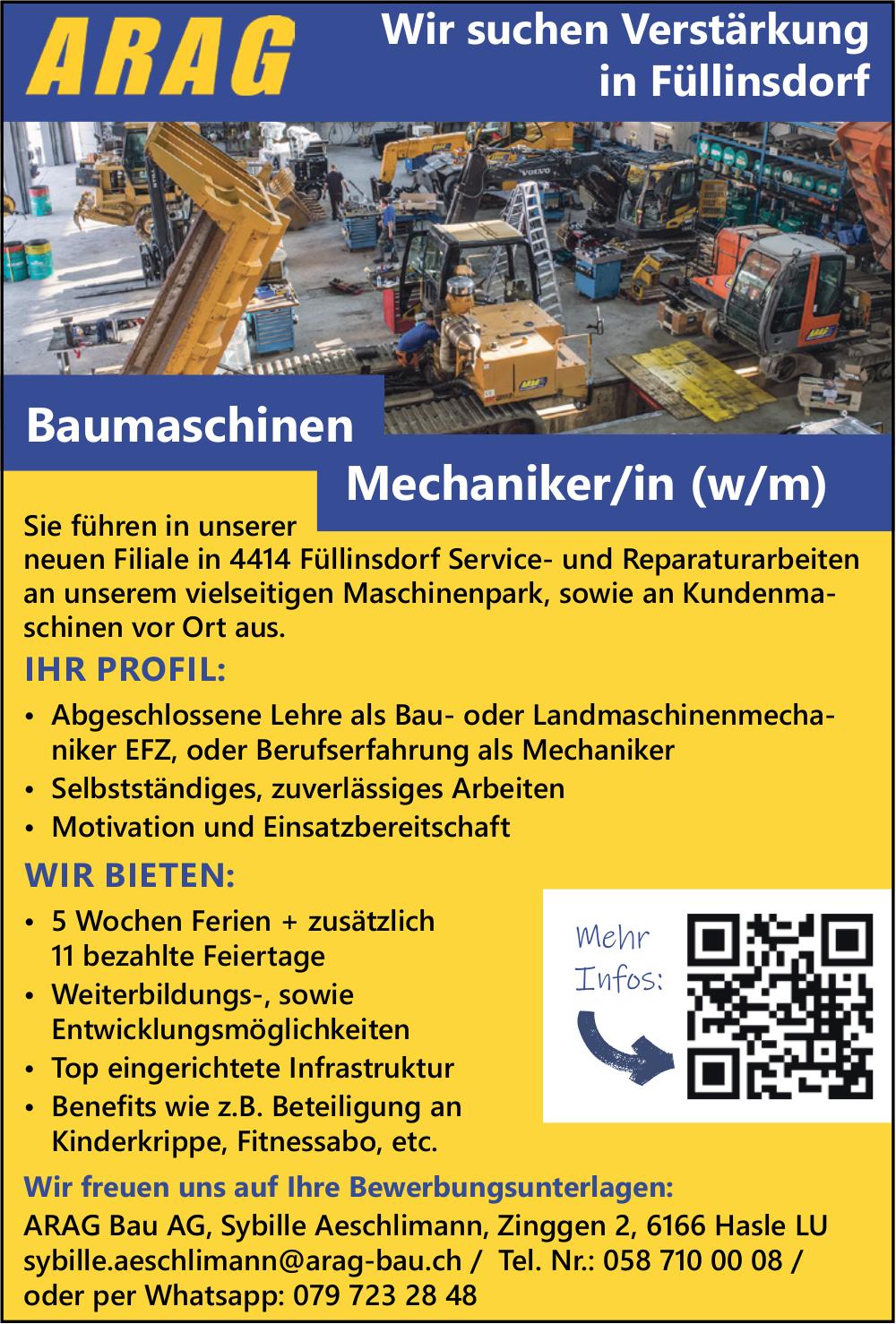 Baumaschinen Mechaniker/in (w/m), ARAG Bau AG, Hasle Lu, Gesucht