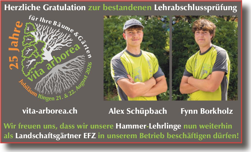 vita arborea, Herzliche Gratulation zur bestandenen Lehrabschlussprüfung