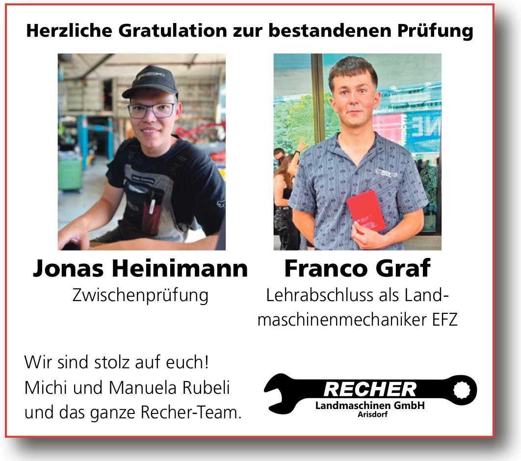 Recher Landmaschinen GmbH, Herzliche Gratulation zur bestandenen Prüfung