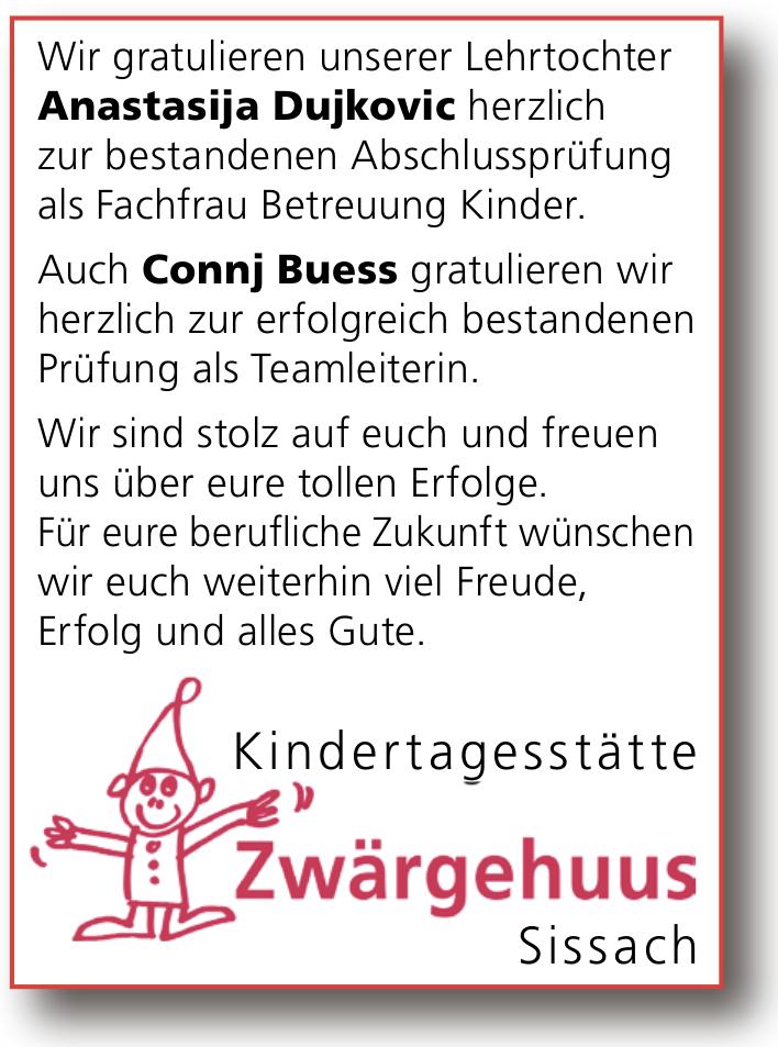 Kindertagesstätte Zwärgehuus, Sissach - Wir sind stolz auf euch und freuen uns über eure tollen Erfolge.
