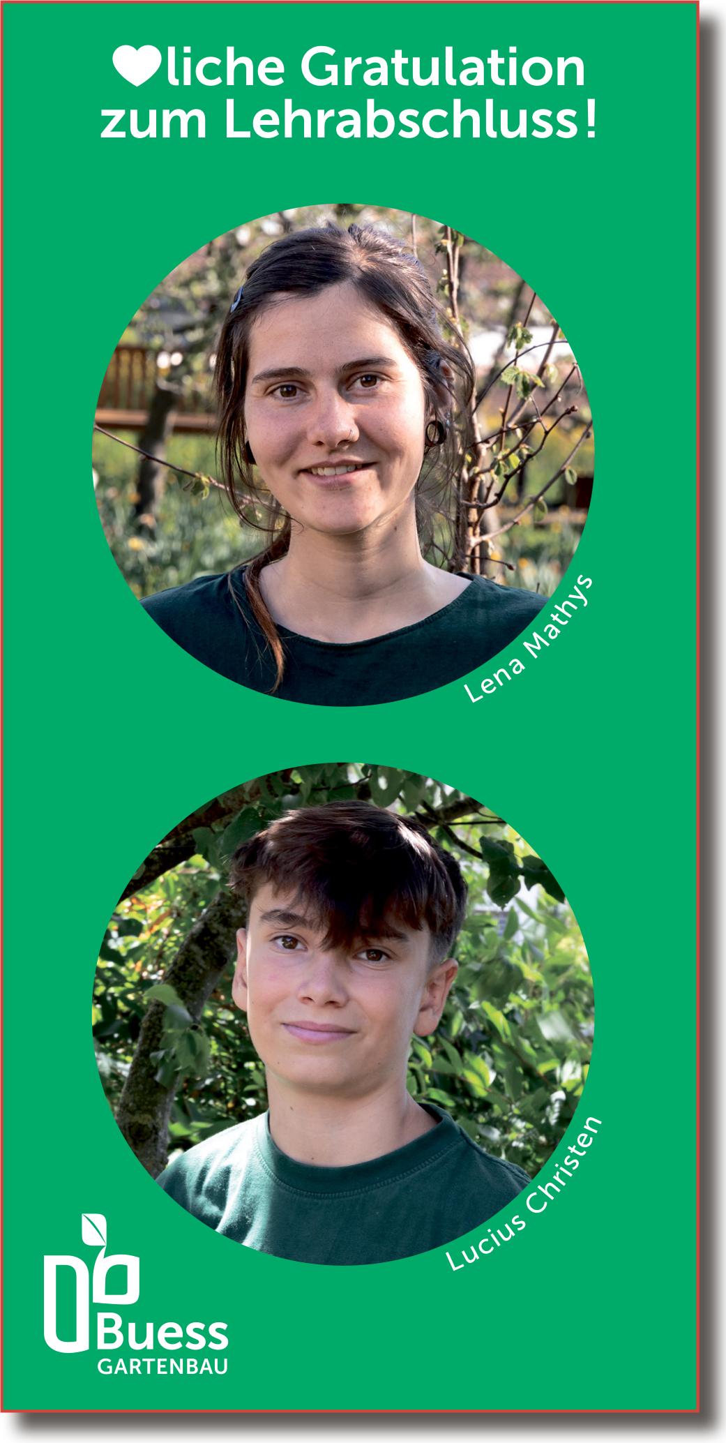 Buess Gartenbau, Herzliche Gratulation zum Lehrabschluss!