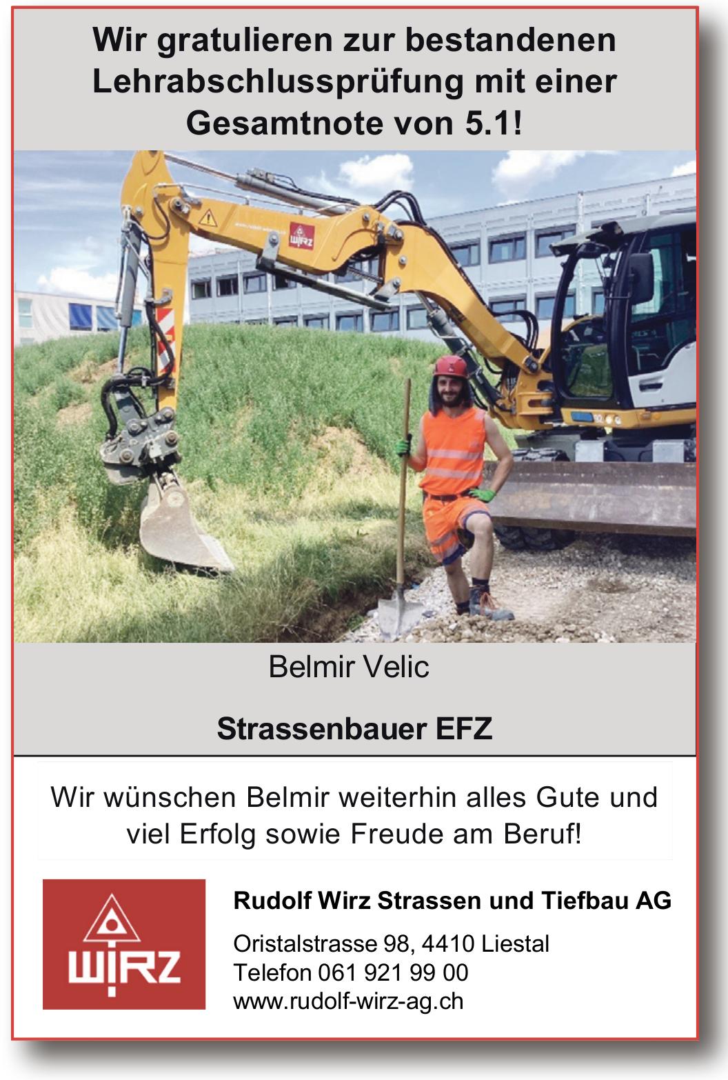 Rudolf Wirz Strassen und Tiefbau AG, Liestal - Wir gratulieren zur bestandenen Lehrabschlussprüfung