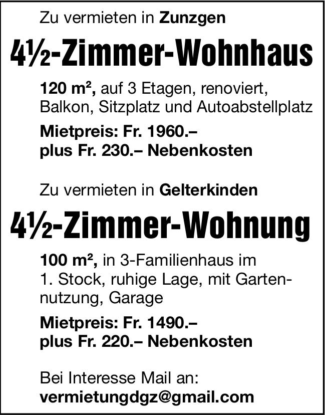 4½-Zimmer-Wohnhaus, Zunzgen, zu vermieten