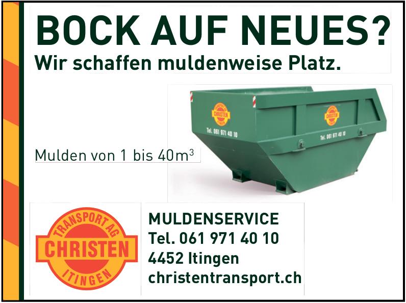 CHRISTEN TRANSPORT AG, Itingen - Wir schaffen muldenweise Platz.