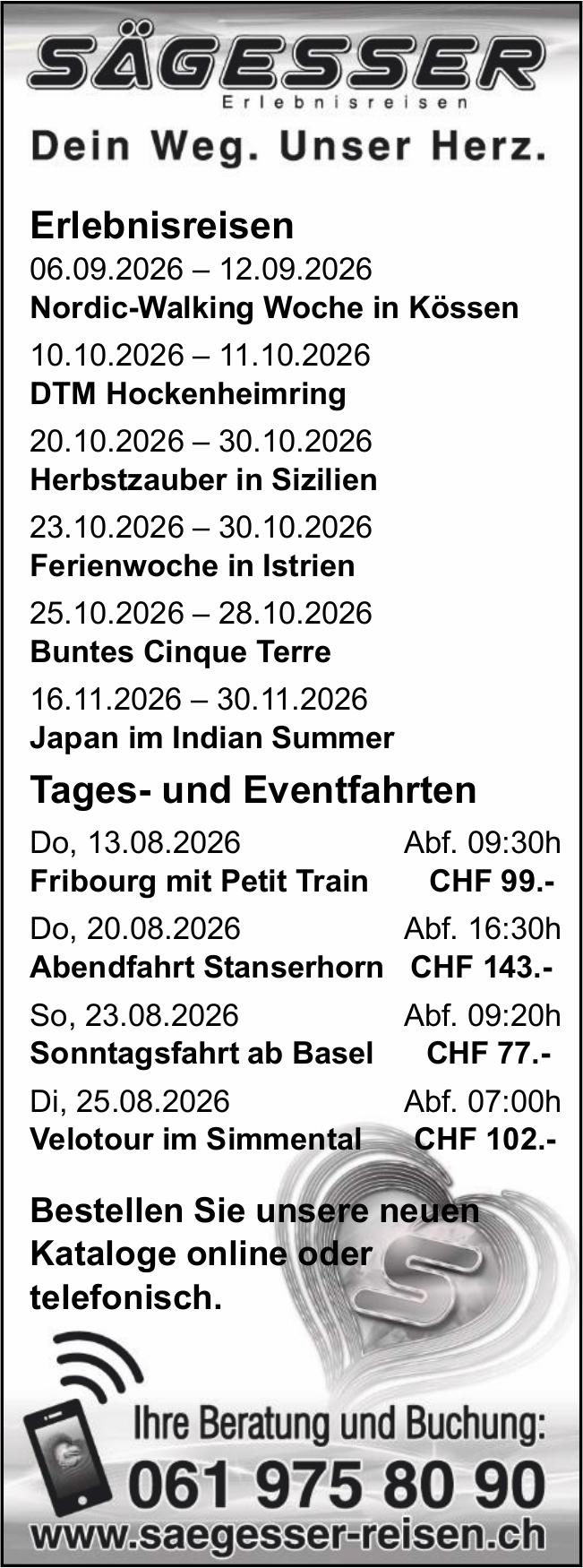 SÄGESSER, Erlebnisreisen