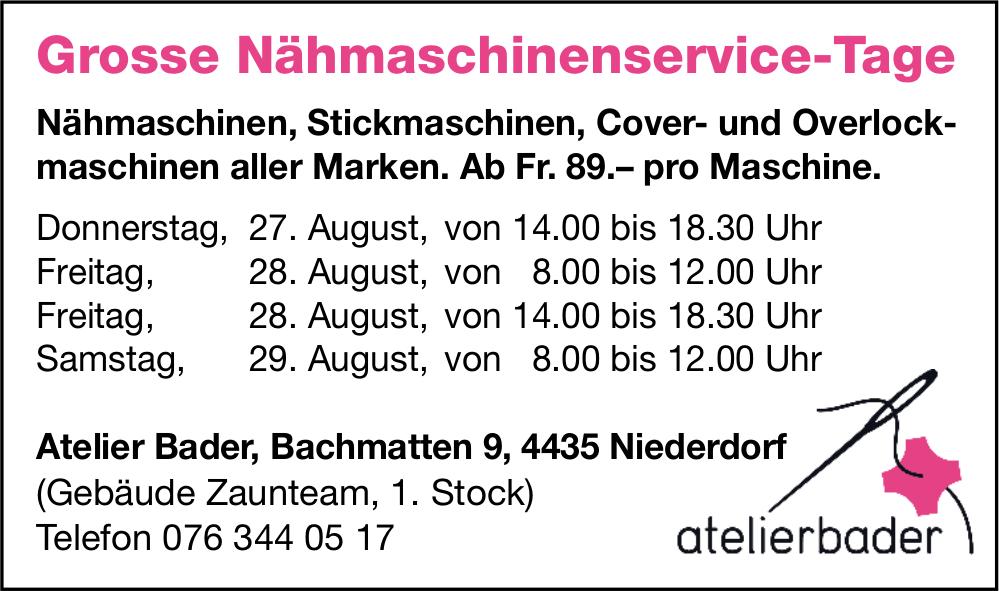 Atelier Bader, Niederdorf - Grosse Nähmaschinenservice-Tage