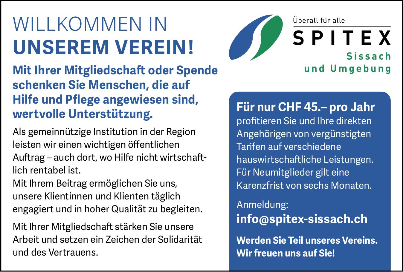 SPITEX Sissach und Umgebung, Mit Ihrer Mitgliedschaft oder Spende schenken Sie Menschen, die auf Hilfe und Pflege angewiesen sind, wertvolle Unterstützung.