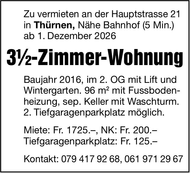 3½-Zimmer-Wohnung, Thürnen, zu vermieten