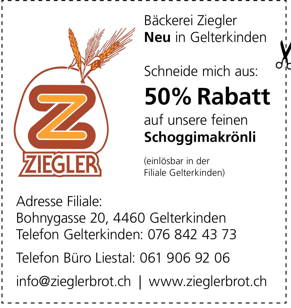 Bäckerei Ziegler, Gelterkinden - 50% Rabatt