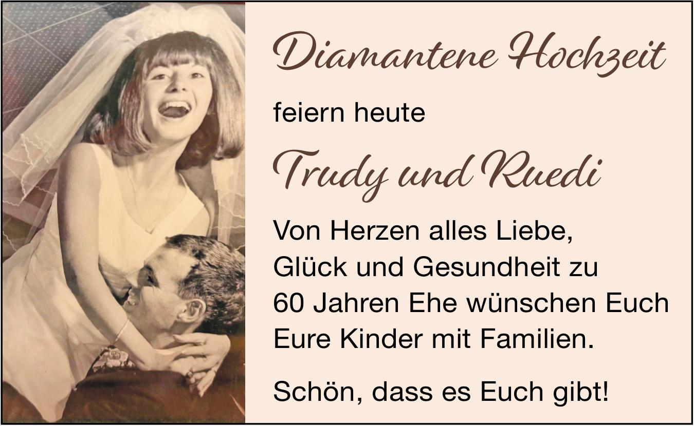 Diamantene Hochzeit feiern heute Trudy und Ruedi