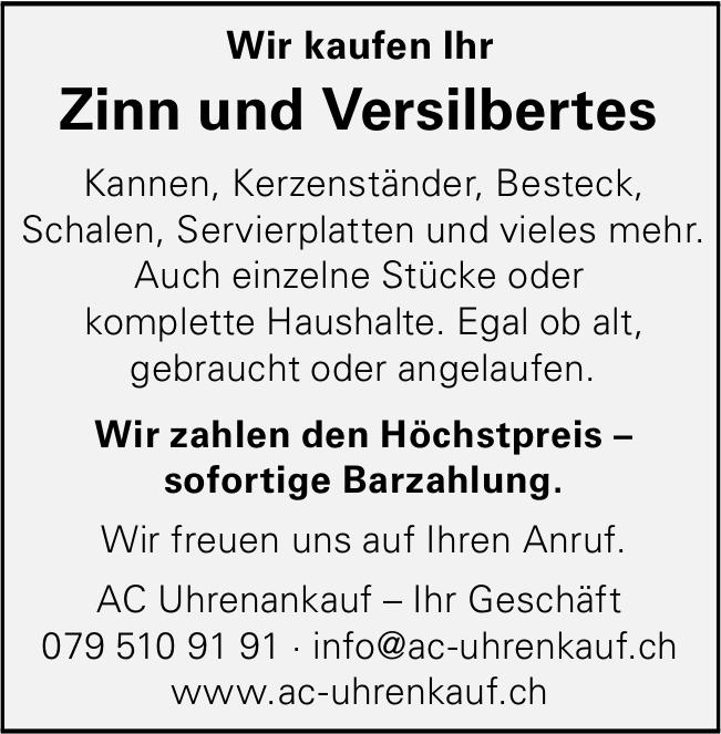 AC Uhrenankauf, Wir kaufen Ihr Zinn und Versilbertes