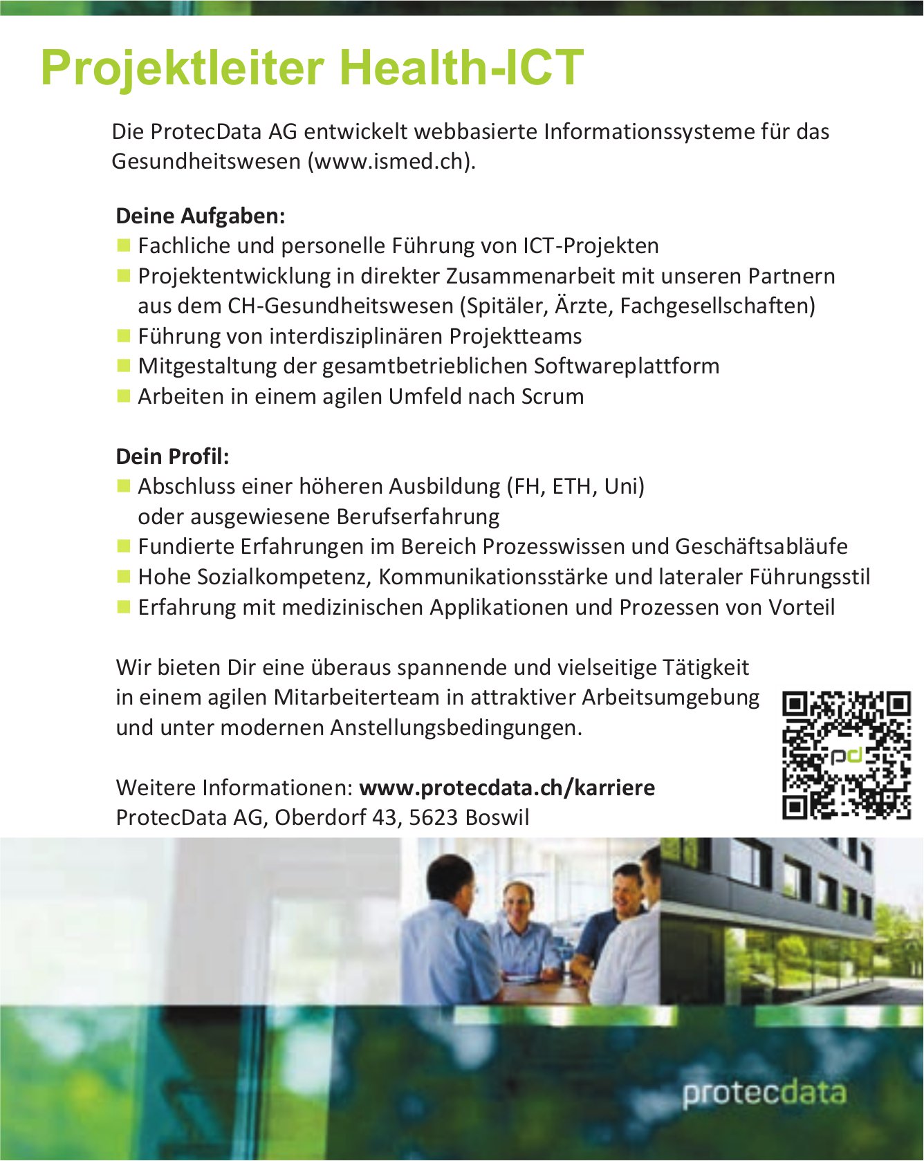 Projektleiter Health-ICT, ProtecData AG, Boswil, gesucht