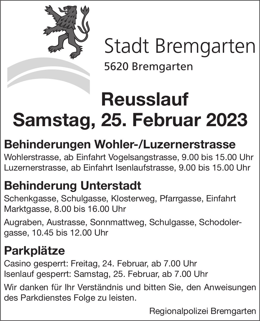 Bremgarten - Reusslauf, 25. Februar