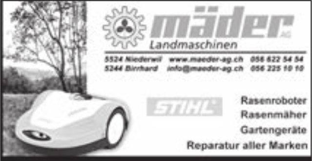 Mäder Landmaschinen AG, Niederwil - Rasenmäher, Rasenroboter,  Gartengeräte