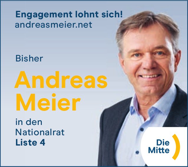 Die Mitte - Andreas Meier in den Nationalrat