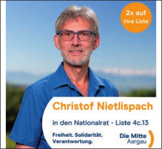 Die Mitte, Christof Nietlisbach in den Nationalrat