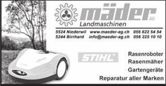 Mäder Landmaschinen AG, Niederwil - Rasenroboter, Rasenmäher,  Gartengeräte