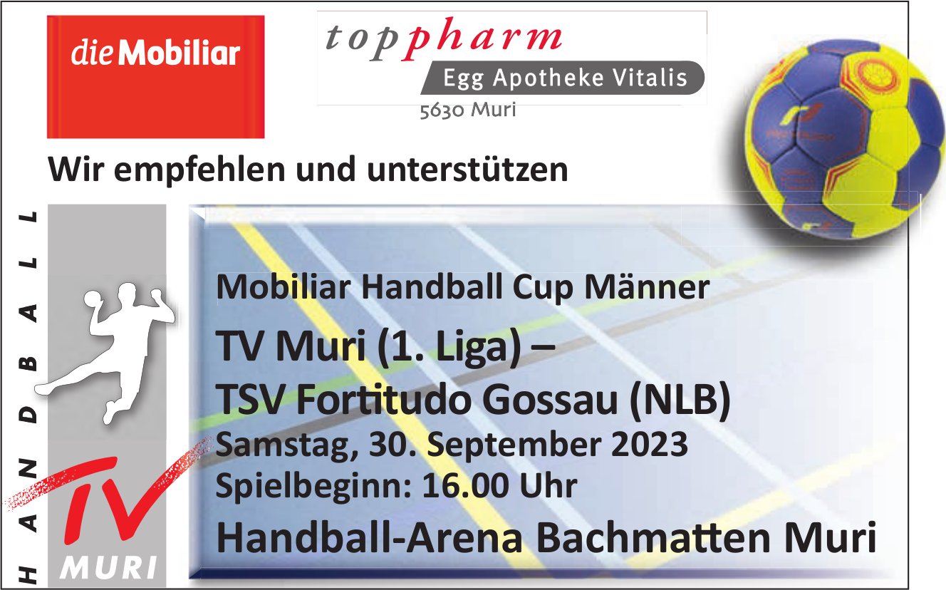 TV Muri (1. Liga) – TSV Fortitudo Gossau (NLB), 30. September, Handball-Arena Bachmatten, Muri