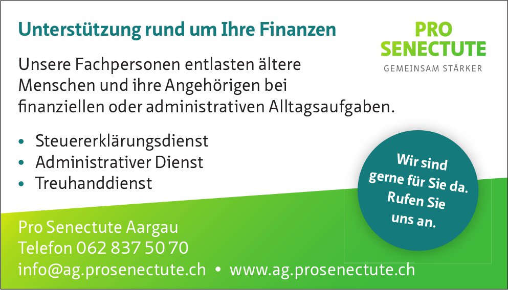 Pro Senectute Aargau, Unterstützung rund um Ihre Finanzen